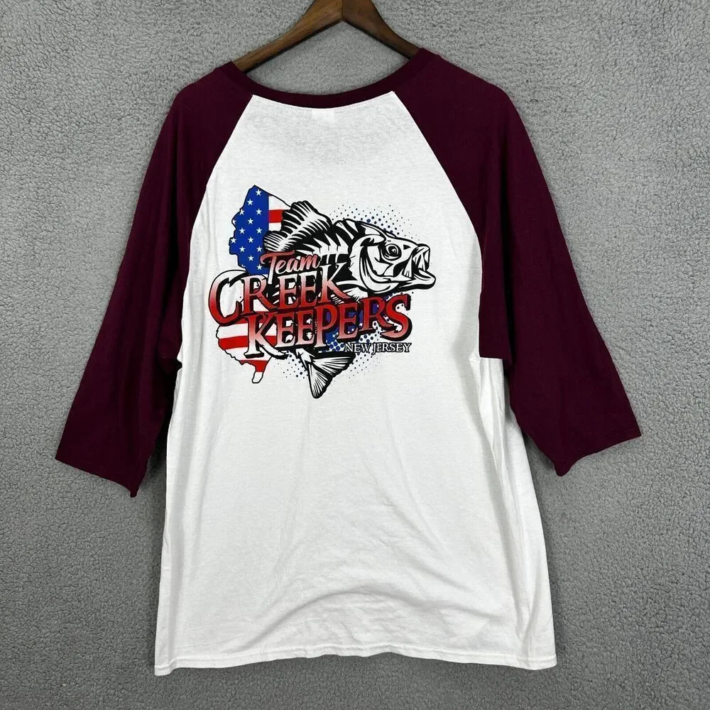 Team Creek keepers New Jersey shirt adult XL white red Gildan graphic cotton men